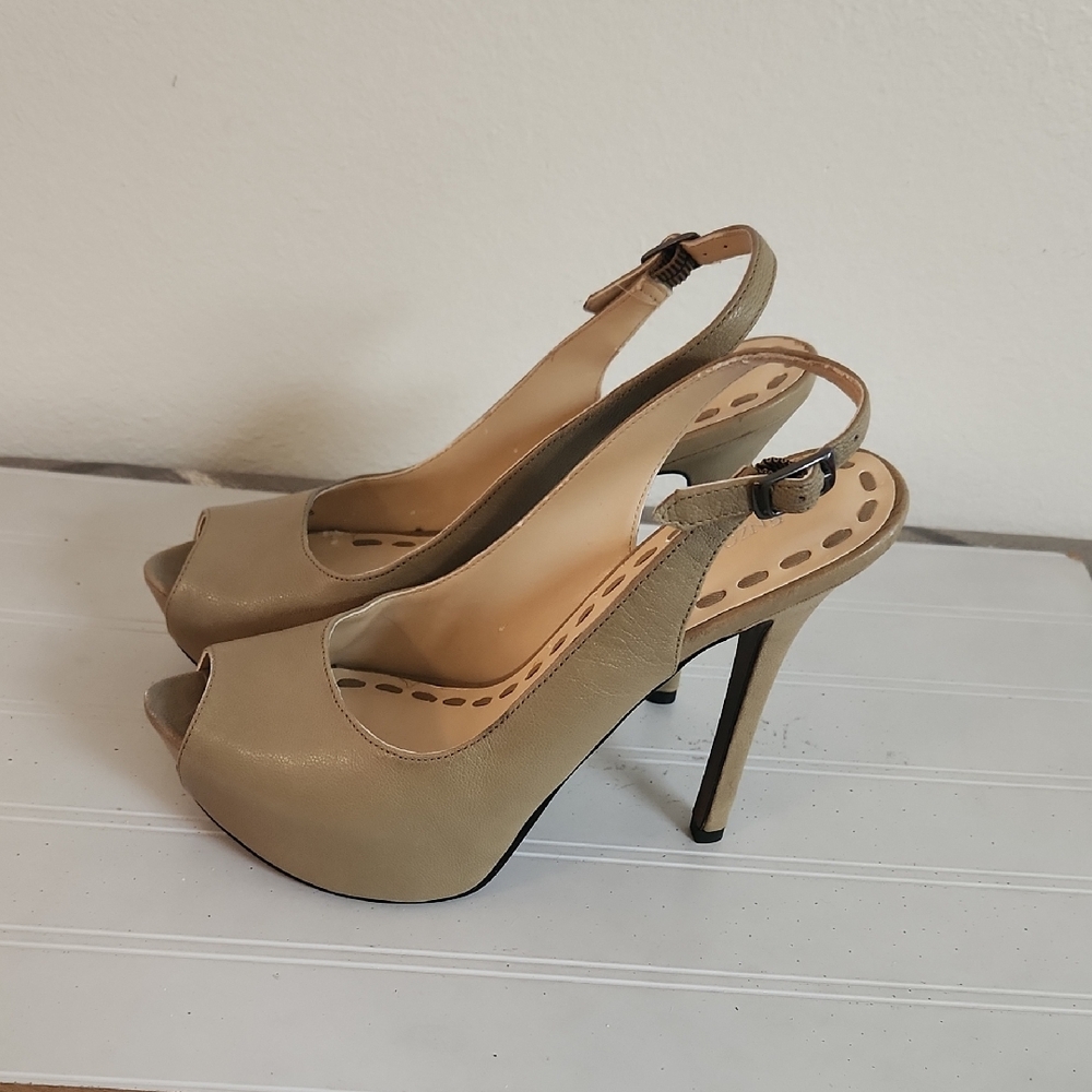Enzo Angiolini Olive Peep-Toe Slingback Heels